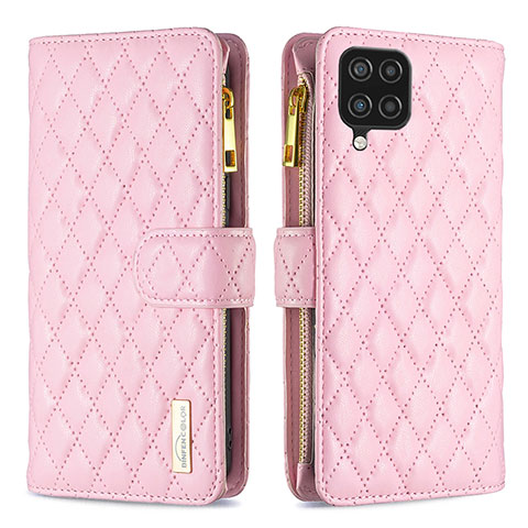 Funda de Cuero Cartera con Soporte Carcasa B12F para Samsung Galaxy A12 Oro Rosa