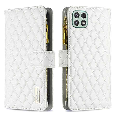 Funda de Cuero Cartera con Soporte Carcasa B12F para Samsung Galaxy A22 5G Blanco