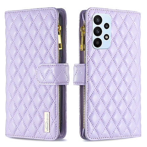 Funda de Cuero Cartera con Soporte Carcasa B12F para Samsung Galaxy A23 4G Morado