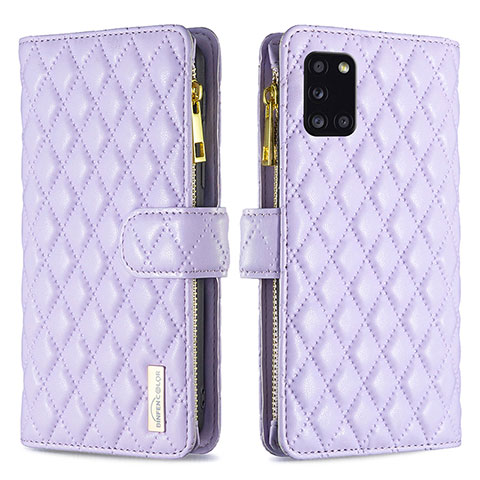 Funda de Cuero Cartera con Soporte Carcasa B12F para Samsung Galaxy A31 Morado