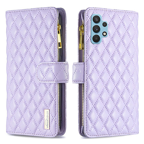 Funda de Cuero Cartera con Soporte Carcasa B12F para Samsung Galaxy A32 5G Morado