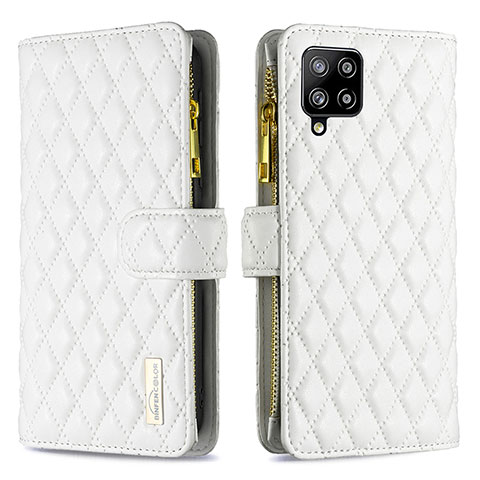 Funda de Cuero Cartera con Soporte Carcasa B12F para Samsung Galaxy A42 5G Blanco