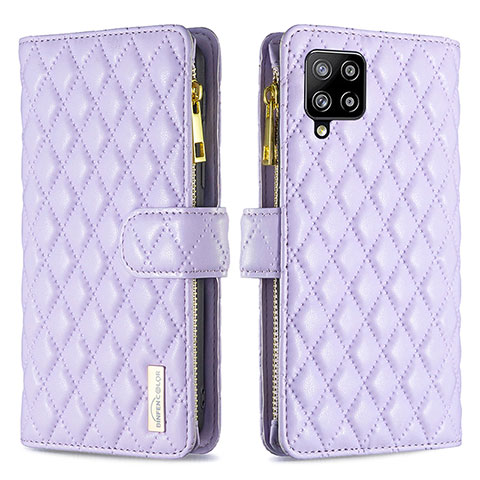 Funda de Cuero Cartera con Soporte Carcasa B12F para Samsung Galaxy A42 5G Morado