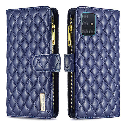 Funda de Cuero Cartera con Soporte Carcasa B12F para Samsung Galaxy A51 4G Azul