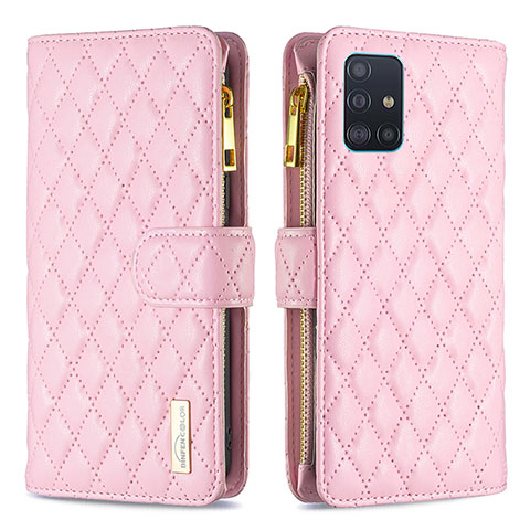 Funda de Cuero Cartera con Soporte Carcasa B12F para Samsung Galaxy A51 4G Oro Rosa