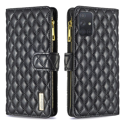 Funda de Cuero Cartera con Soporte Carcasa B12F para Samsung Galaxy A71 4G A715 Negro