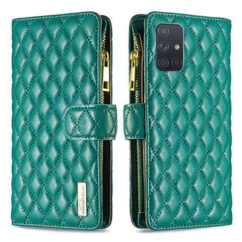 Funda de Cuero Cartera con Soporte Carcasa B12F para Samsung Galaxy A71 4G A715 Verde