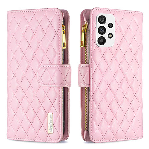 Funda de Cuero Cartera con Soporte Carcasa B12F para Samsung Galaxy A73 5G Oro Rosa