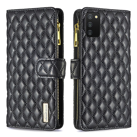 Funda de Cuero Cartera con Soporte Carcasa B12F para Samsung Galaxy F02S SM-E025F Negro