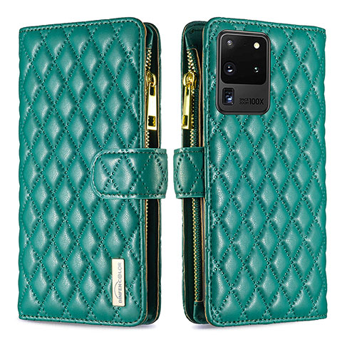 Funda de Cuero Cartera con Soporte Carcasa B12F para Samsung Galaxy S20 Ultra 5G Verde