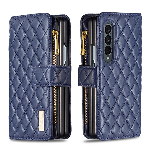 Funda de Cuero Cartera con Soporte Carcasa B12F para Samsung Galaxy Z Fold4 5G Azul