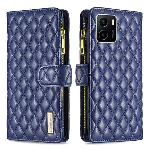 Funda de Cuero Cartera con Soporte Carcasa B12F para Vivo Y01A Azul