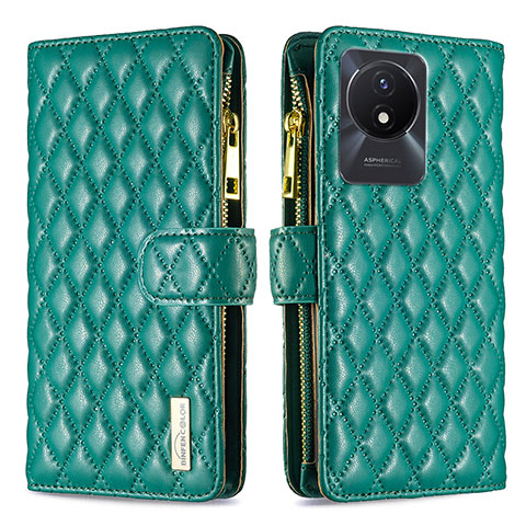 Funda de Cuero Cartera con Soporte Carcasa B12F para Vivo Y02A Verde