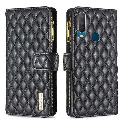 Funda de Cuero Cartera con Soporte Carcasa B12F para Vivo Y12 Negro