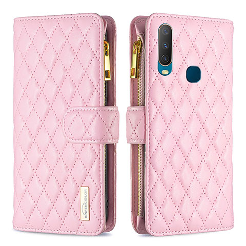 Funda de Cuero Cartera con Soporte Carcasa B12F para Vivo Y15 Oro Rosa