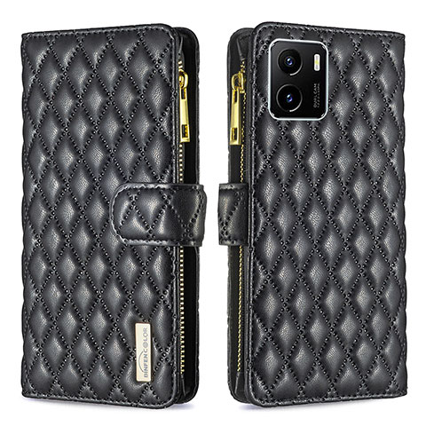 Funda de Cuero Cartera con Soporte Carcasa B12F para Vivo Y15C Negro