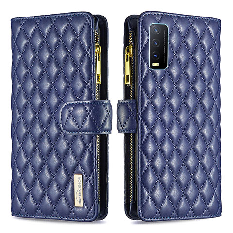 Funda de Cuero Cartera con Soporte Carcasa B12F para Vivo Y20a Azul