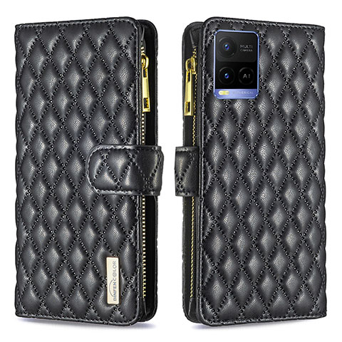 Funda de Cuero Cartera con Soporte Carcasa B12F para Vivo Y21G Negro