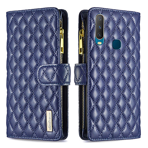 Funda de Cuero Cartera con Soporte Carcasa B12F para Vivo Y3s Azul