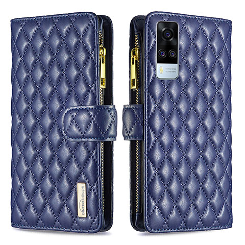 Funda de Cuero Cartera con Soporte Carcasa B12F para Vivo Y51A Azul