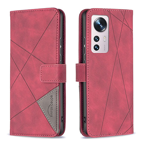 Funda de Cuero Cartera con Soporte Carcasa B12F para Xiaomi Mi 12S 5G Rojo