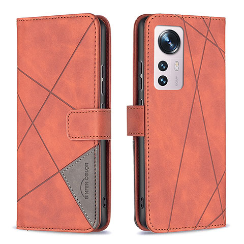 Funda de Cuero Cartera con Soporte Carcasa B12F para Xiaomi Mi 12S Pro 5G Naranja