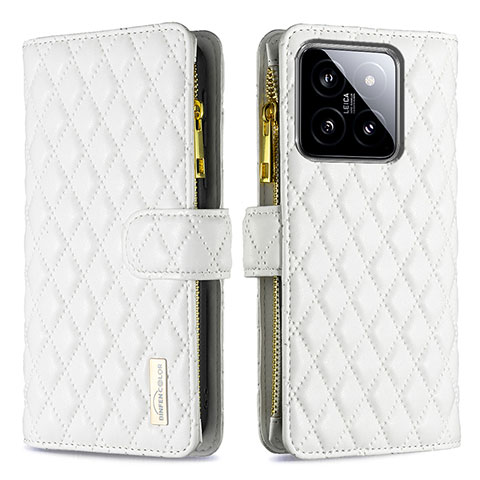 Funda de Cuero Cartera con Soporte Carcasa B12F para Xiaomi Mi 14 5G Blanco