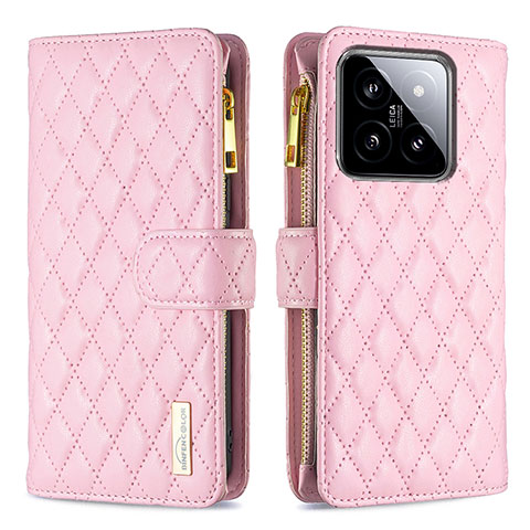 Funda de Cuero Cartera con Soporte Carcasa B12F para Xiaomi Mi 14 5G Oro Rosa