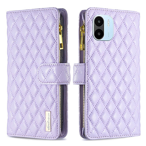 Funda de Cuero Cartera con Soporte Carcasa B12F para Xiaomi Poco C50 Morado