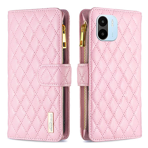 Funda de Cuero Cartera con Soporte Carcasa B12F para Xiaomi Poco C50 Oro Rosa