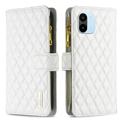 Funda de Cuero Cartera con Soporte Carcasa B12F para Xiaomi Poco C51 Blanco