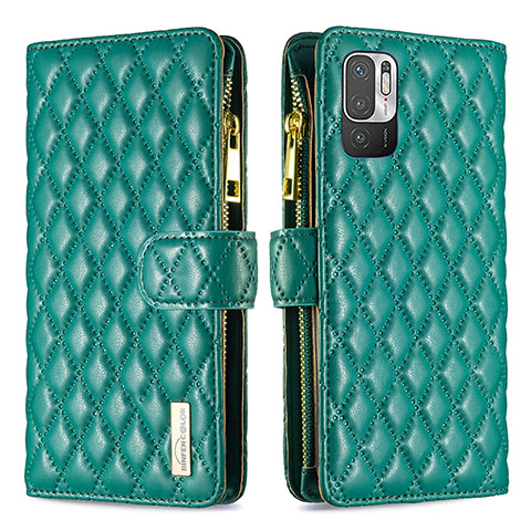 Funda de Cuero Cartera con Soporte Carcasa B12F para Xiaomi POCO M3 Pro 5G Verde