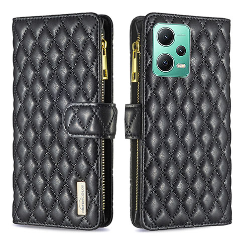 Funda de Cuero Cartera con Soporte Carcasa B12F para Xiaomi Poco X5 5G Negro