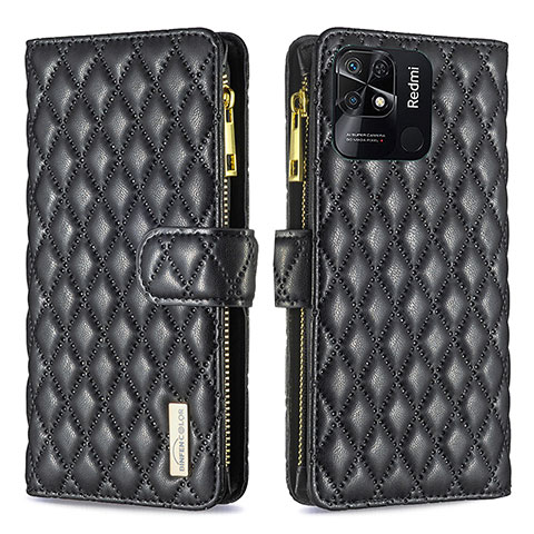 Funda de Cuero Cartera con Soporte Carcasa B12F para Xiaomi Redmi 10 Power Negro