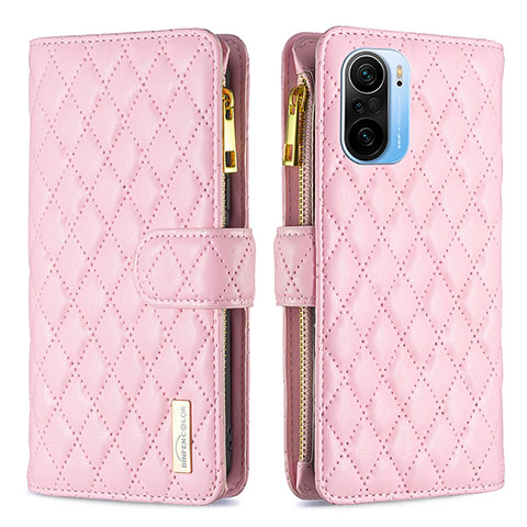 Funda de Cuero Cartera con Soporte Carcasa B12F para Xiaomi Redmi K40 5G Oro Rosa