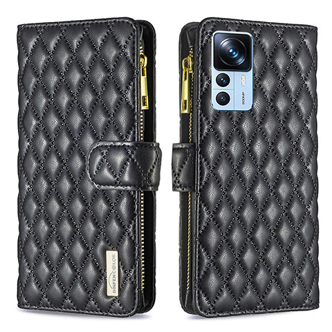 Funda de Cuero Cartera con Soporte Carcasa B12F para Xiaomi Redmi K50 Ultra 5G Negro