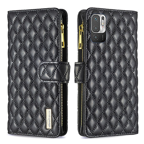 Funda de Cuero Cartera con Soporte Carcasa B12F para Xiaomi Redmi Note 10 5G Negro