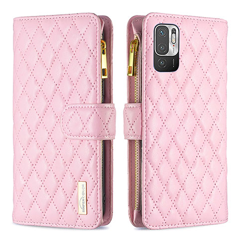 Funda de Cuero Cartera con Soporte Carcasa B12F para Xiaomi Redmi Note 10 5G Oro Rosa