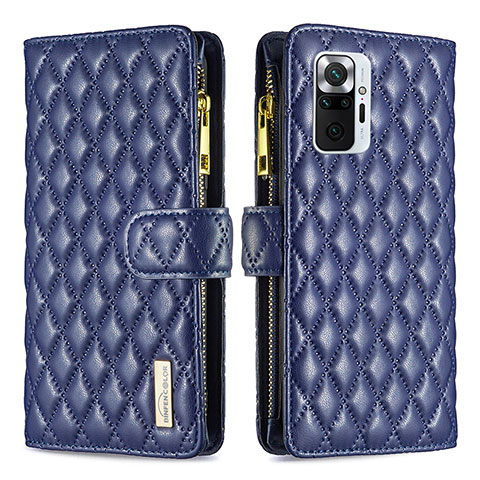 Funda de Cuero Cartera con Soporte Carcasa B12F para Xiaomi Redmi Note 10 Pro 4G Azul