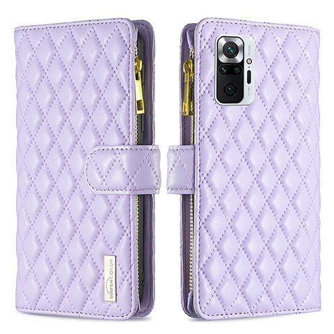 Funda de Cuero Cartera con Soporte Carcasa B12F para Xiaomi Redmi Note 10 Pro Max Morado