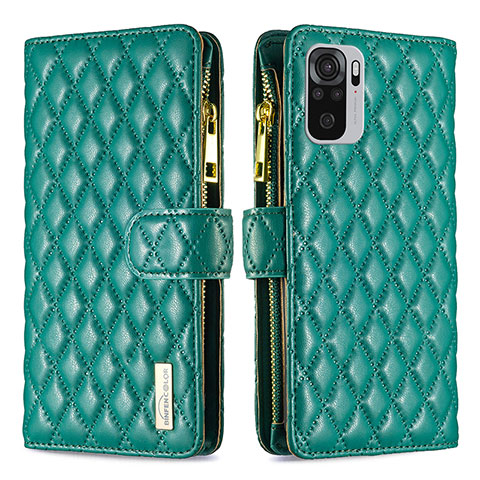 Funda de Cuero Cartera con Soporte Carcasa B12F para Xiaomi Redmi Note 10S 4G Verde