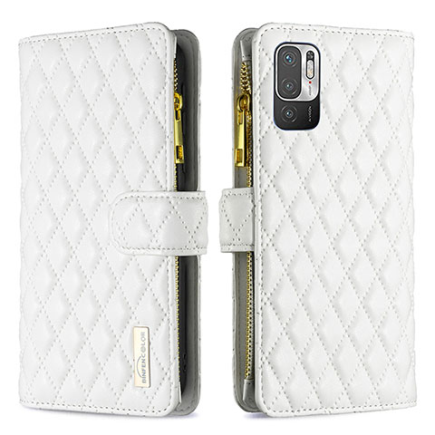 Funda de Cuero Cartera con Soporte Carcasa B12F para Xiaomi Redmi Note 10T 5G Blanco