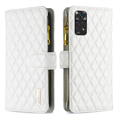 Funda de Cuero Cartera con Soporte Carcasa B12F para Xiaomi Redmi Note 11 4G (2022) Blanco