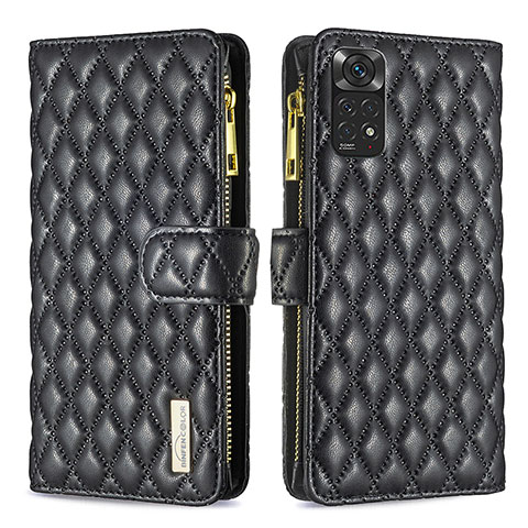 Funda de Cuero Cartera con Soporte Carcasa B12F para Xiaomi Redmi Note 11 4G (2022) Negro