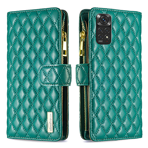 Funda de Cuero Cartera con Soporte Carcasa B12F para Xiaomi Redmi Note 11 4G (2022) Verde