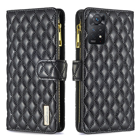 Funda de Cuero Cartera con Soporte Carcasa B12F para Xiaomi Redmi Note 11 Pro 4G Negro