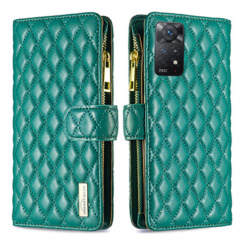 Funda de Cuero Cartera con Soporte Carcasa B12F para Xiaomi Redmi Note 11 Pro 4G Verde