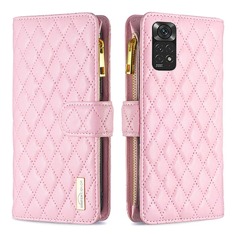 Funda de Cuero Cartera con Soporte Carcasa B12F para Xiaomi Redmi Note 11S 4G Oro Rosa