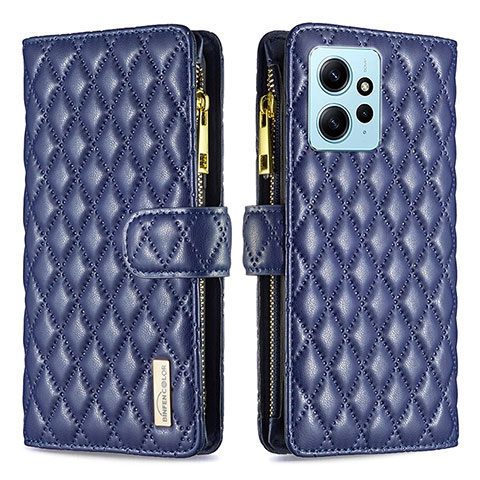 Funda de Cuero Cartera con Soporte Carcasa B12F para Xiaomi Redmi Note 12 4G Azul