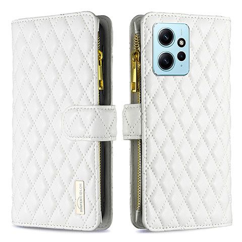 Funda de Cuero Cartera con Soporte Carcasa B12F para Xiaomi Redmi Note 12 4G Blanco